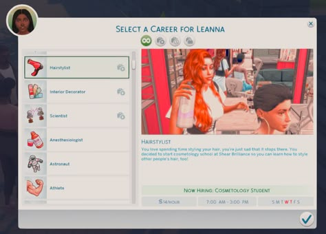 Mod: Shear Brilliance // Active Cosmetology Career (Version 2.0.5) | Patreon Sims 4 Hairstylist Career, Sims 4 Active Jobs, Sims 4 Cosmetology Career, Sims 4 Custom Jobs, Hairstylist Sims 4 Cc, Hairstylist Mod Sims 4, Urban Jobs Sims 4, Shear Brilliance Sims 4, Sims 4 Storyline Mods