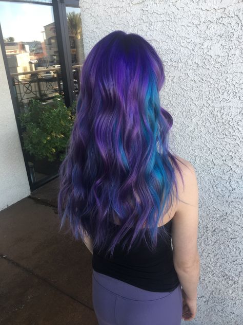 Turquoise And Purple Hair, Brunette Hair Cuts, Hair Stripes, Girl With Pigtails, Teal Hair, Turquoise Hair, Long Hair Color, Turquoise And Purple, Color Inspo