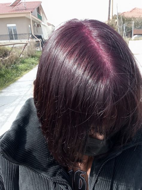 Dark Purple Hair Color Short, Global Grape Hair, Grape Hair Color Dark Purple, Dark Purple On Brown Hair, Purple Hair No Bleach, Grape Violet Hair Color, Dark Black Purple Hair, Dark Violet Hair Burgundy, Dark Purple Hair With Black