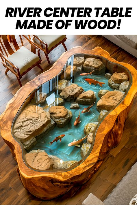 Immerse yourself in the natural beauty of river and rock center tables, where wood craftsmanship meets organic elegance. Discover the perfect blend of materials in these stunning centerpieces! #WoodCraft #RiverTables #RockCenterpieces #HomeDecor #InteriorDesign Wood River Table, Rock Table, River Table, Epoxy Table, Rustic Furniture Design, Wood River, Wood Resin Table, Wood Table Design, Wood Art Projects