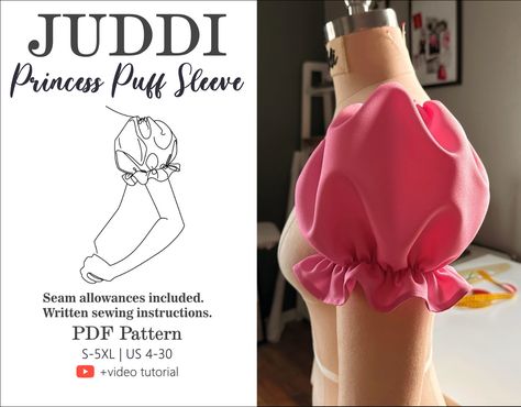 Puff Sleeve Pattern, Sewing Templates, Princess Sleeves, Short Puff Sleeve, Couture Mode, Sewing Design, Adobe Acrobat, Diy Sewing Clothes, Clothes Sewing Patterns