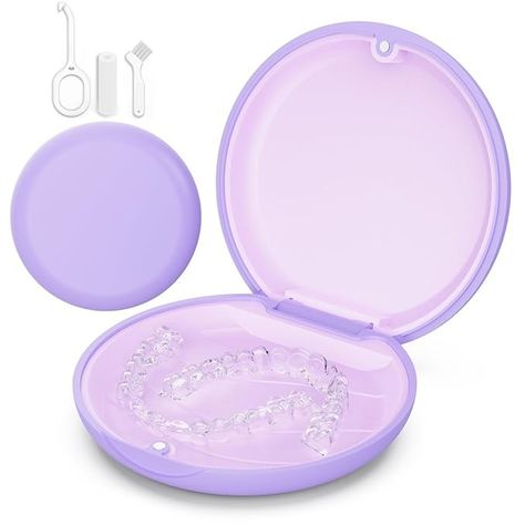 Amazon.com : VCAREU Retainer Case, Slim Aligner Case Compatible with Invisalign, Cute Retainer Case with Silicone Pad, Mouth Guard Case with Retainer Removal Tool, Chewy and Brush - Purple : Health & Household Retainer Case, Mouth Guard, Removal Tool, Health, Purple