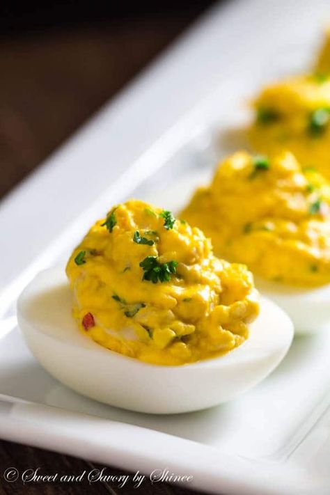 These creamy, rich lobster deviled eggs are loaded with tender lobster meat and flavored with rich homemade lobster broth. Flavor bomb! Lobster Broth, Deviled Chicken, Picnic Buffet, Summertime Ideas, Eggs Deviled, Devil Eggs, Light Lunches, Devilled Eggs, Eggs Recipes