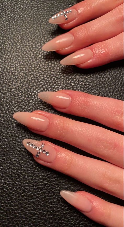 Cross Nail Designs, Cross Nails, Nails Today, Pointed Nails, Casual Nails, Classy Acrylic Nails, Soft Nails, Nails Only, Diamond Nails