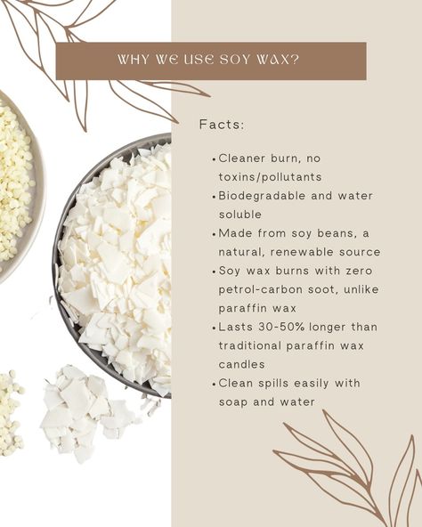 Soy Wax Facts, How To Measure Wax For Candle Making, Marketing Ideas For Candles, Benefits Of Soy Wax Candles, Candle Business Content Ideas, Marketing Candles, Candle Marketing, Soy Candle Benefits, Soy Candle Facts