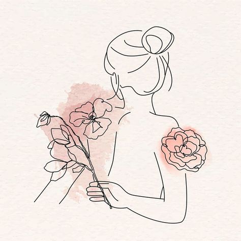 Watercolor woman portrait sticker, beauty character illustration vector | premium image by rawpixel.com / audi Character Illustration Vector, Women Line Art, Line Art Woman, Floral Line Art, Watercolor Woman, Line Art Print, Line Art Design, Vector Flowers, Woman Portrait