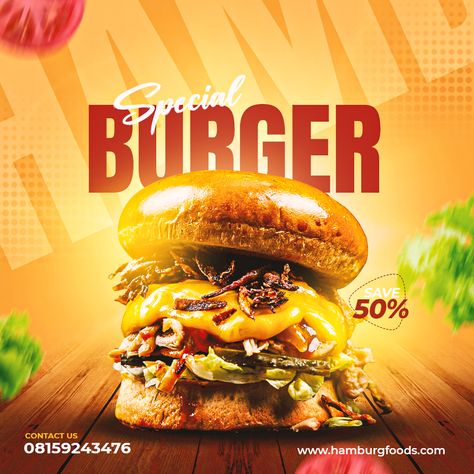 Burger Specials, Food Flyer, Adobe Illustrator Design, Graphic Design Cards, Food Banner, Creative Flyer Design, Church Poster Design, Geometric Design Art, Photoshop Tutorial Design