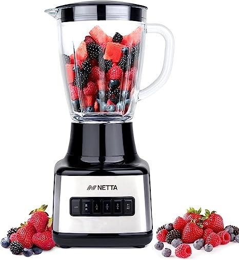 NETTA Table Blender - Smoothie Maker with Glass Jug - Electric Mixer and Liquidiser - 8 Speed Settings, 500W - Ideal for Milkshakes, Ice Crusher, Soup, Fruit Blender and Cocktail Maker Protein Shake Brands, Fruit Ice Cubes, Blender Smoothie, Fruit Blender, Smoothie Maker, Cocktail Maker, Kitchen Blenders, Smoothie Makers, Fruit Ice