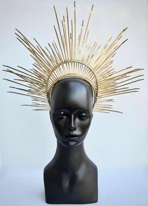 Sun Headband, Halo Crowns, Gothic Crown, Goddess Crown, Festival Headband, Headpiece Diy, Mermaid Ornament, Gold Sunburst, Halo Crown