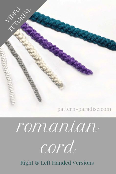 Tutorial: Romanian Cord | Pattern Paradise Crochet Leather Cord, Crochet Around A Cord, Crochet Cord Pattern, Crochet Using Macrame Cord, Romanian Crochet Cord, Crochet Cords, Small Bunny, Crocheted Bags, Peg Bag