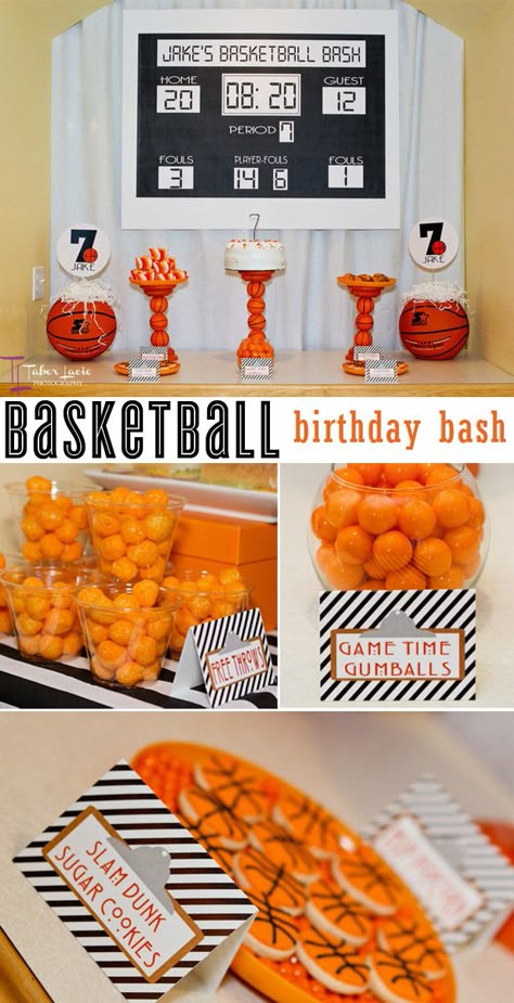 love the basketball stands ... this would be cute for any sport March Madness Parties, Ball Birthday Party, Basketball Theme Party, Basketball Birthday Parties, Sports Theme Birthday, Ball Birthday Parties, Sports Birthday Party, Basketball Party, Basketball Theme