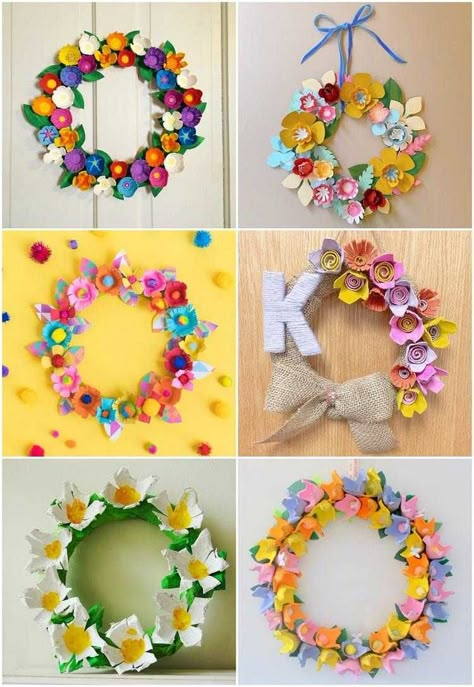 Egg Carton Easter, Egg Carton Flowers, Easter Egg Holder, Easter Crafts For Adults, Easter Wood Crafts, Easter Wreath Diy, Egg Carton Crafts, Easter Eggs Diy, Egg Crafts