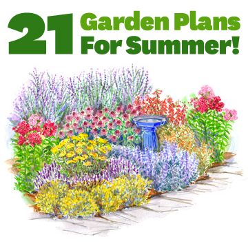 Use these plans to add color to your yard all summer long. Small Garden Plans, Perennial Garden Plans, Flower Garden Plans, Annual Garden, Sloped Garden, Sun Garden, Corner Garden, Lavender Garden, Garden Plan