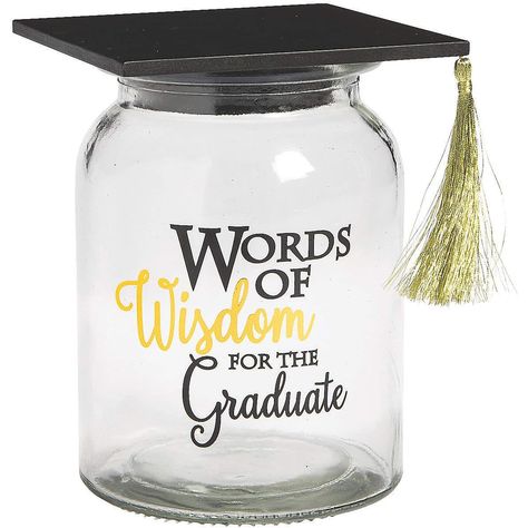 PRICES MAY VARY. Create Lasting Memories: Capture memories and well wishes from friends and family with this charming graduation mason jars, making it a unique to celebrate the graduate's milestone Functional and Stylish: Crafted from durable glass, this words of wisdom jar adds a touch of elegance to any graduation party decor, while the included plastic mortarboard cap lid serves as a decorative element Memorable Graduation Gift: Perfect for preserving memories of the graduate's special day, t Graduation Words, Deep Relationship Quotes, Backyard Graduation Party, Senior Graduation Party, Graduation Party Diy, Graduation Party Centerpieces, Graduation Party Themes, Graduation Party Planning, Grad Party Decorations