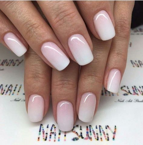 Ombre Pink And White Nails, Winter Wedding Nails, Pink And White Nails, Unghie Sfumate, Nails Ombre, Pink Ombre Nails, Ombre Pink, Makijaż Smokey Eye, White Nail Designs