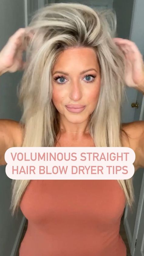 Voluminous Straight Hair, Blow Dry Hair For Volume, Blow Drying Tips, Blow Dry Hair Straight, Blowdry Styles, Hair Blow Dryer, Towel Dry Hair, Blow Dry Brush, Blow Dry Hair