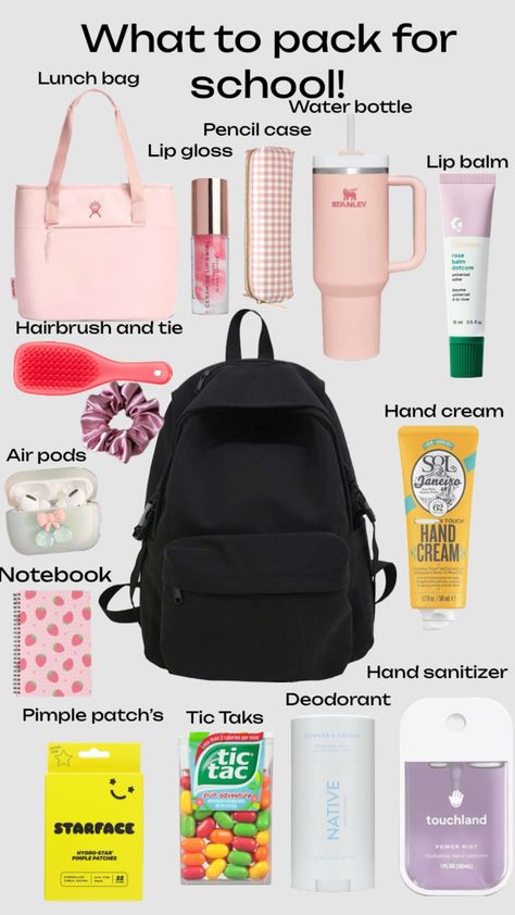 What to pack for school What To Pack For School, Pack For School, Schul Survival Kits, Middle School Supplies, Middle School Essentials, School Emergency Kit, School Backpack Essentials, Middle School Survival, Preppy School Supplies