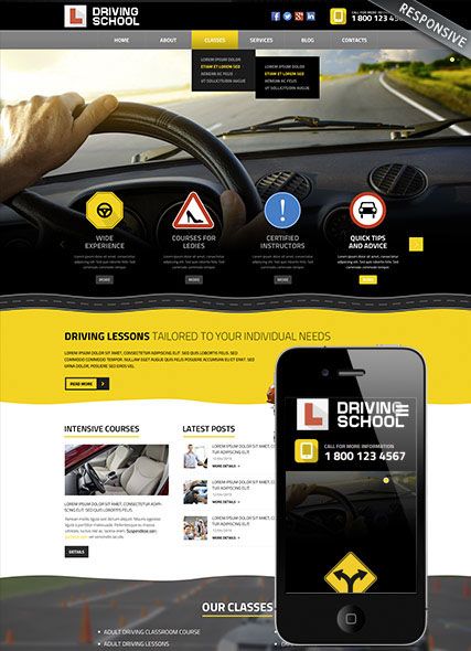 School Website Templates, Wordpress Templates, Distracted Driving, Swim School, Driving Instructor, School Website, School Management, Flyer And Poster Design, Learning Management System