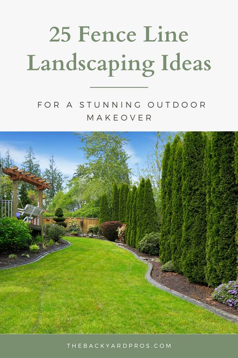 Landscape Backyard Fenceline, Hedge Landscaping Ideas Front Yard, Landscaping Perimeter Of Yard, Higher Fence Ideas, 1 Acre Backyard Landscaping Ideas, New Landscaping Ideas Front Yard, Landscaping 2 Acres, Acreage Front Yard Landscaping, Home Perimeter Landscaping