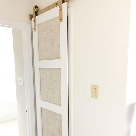 Diy Barn Door Cheap, Cheap Barn Doors, Door Alternatives, Diy Closet Doors, Framed Burlap, Slide Door, Barn Door Closet, Bifold Barn Doors, Diy Sliding Barn Door