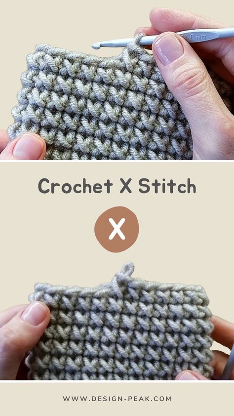 Revisiting the Crocheted X Stitch – Tutorials & More Crochet Texture Stitches, Double Sided Crochet, Crochet Knit Stitch, Crochet Stitch Patterns, Crochet Cross Stitch, 100 Crochet Stitches, Crochet Stitches Guide, X Stitch, Crochet Stitches Free