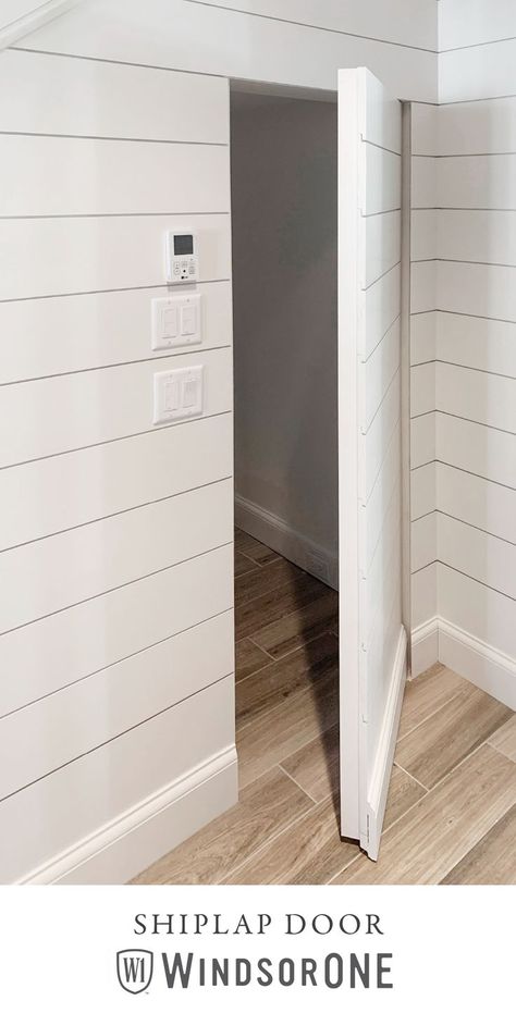 A great idea to use that storage area under the stairs Add Door To Bottom Of Stairs, Hidden Under Stairs Door, Dutch Door For Basement Stairs, Secret Door Under Staircase, Ship Lap Hidden Door, Shiplap Wall With Hidden Door, Hidden Door Shiplap Wall, Small Door Under Stairs, Murphy Door Under Stairs