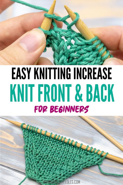 Knit Front And Back, Knitting Beginners, Knitting Increase, Knitting Hacks, Knitting Help, Easy Knitting Projects, Knitting Basics, Beginner Knitting Patterns, Beginner Knitting Projects