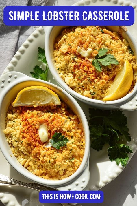 Try our easy lobster casserole recipe with Maine lobster, golden crumb topping, and simple ingredients. Ideal for special occasions! #LobsterCasserole #SeafoodRecipe #MaineLobster #EasyDinner #lobsterCasseroleRecipes #LobsterCasseroleEasy #LobsterCasseroleGratin #LobsterCasserole WithRitz Crackers Lobster Casserole With Ritz Crackers, Recipes Using Lobster Meat, Lobster Leftovers Recipe, Lobster Pieces Recipes, Lobster Casserole Recipes, Baked Seafood Casserole, Lobster Casserole, Pollock Recipes, Lobster And Shrimp