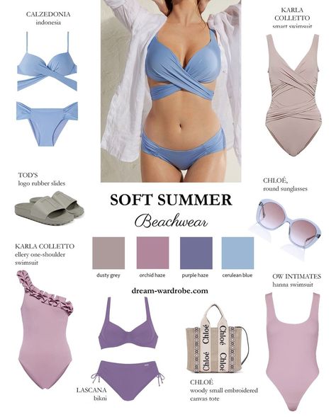 Soft Summer Basics, Soft Summer Eyeglasses, Cool Summer Wardrobe Color Palettes, Soft Summer Beachwear, Soft Summer Athleisure, Soft Summer Color Palette Jewelry, Pale Summer Outfits, Soft Summer Romantic Kibbe, Soft Summer Dream Wardrobe