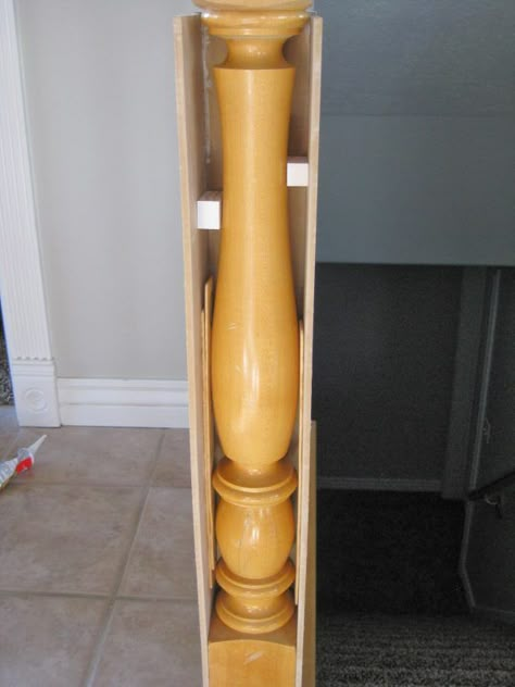 Remodelaholic | Stair Banister Renovation Using Existing Newel Post and Handrail Renovation Stairs, Square Newel Post, Banister Remodel, Stair Railing Makeover, Stairs Renovation, Stair Banister, Stair Makeover, Diy Staircase, Stairs Makeover