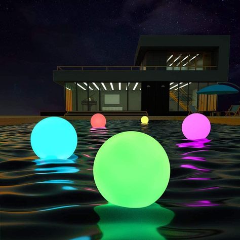 Solar Pool Lights, Underwater Pool Light, Pool Events, Led Ball Lights, Pond Decorations, Floating Pool Lights, Led Pool Lighting, Led Ball, Pool Lights