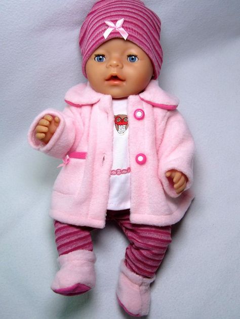 Easy Baby Sewing Patterns, Diy Doll Clothes, Baby Born Kleidung, Baby Born Clothes, Bitty Baby Clothes, Baby Doll Clothes Patterns, Knitting Dolls Clothes, Doll Clothes Patterns Free