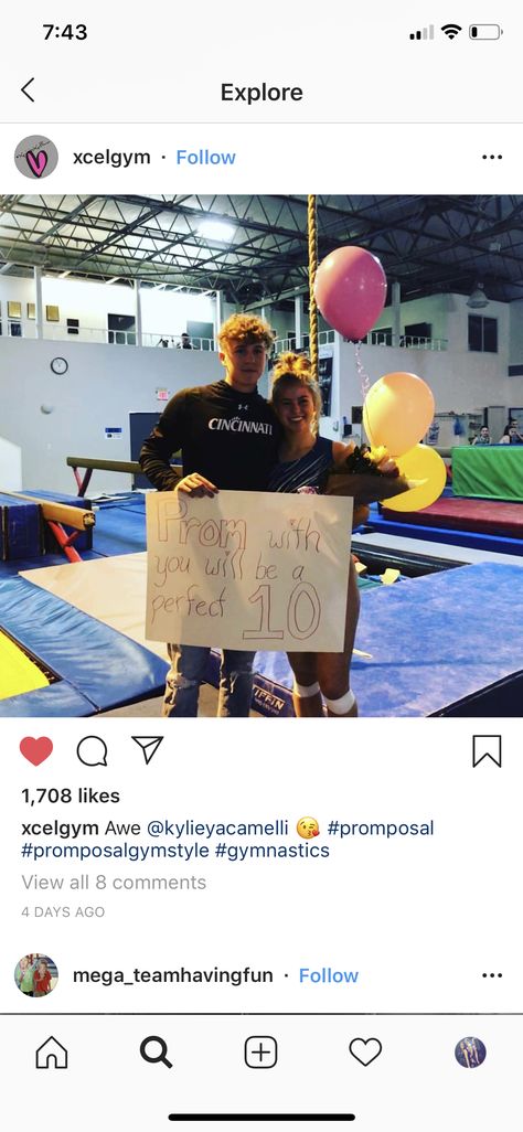 The only way a gymnast should be asked Gymnastics Homecoming Proposals, Hoco Proposals Ideas Gymnastics, Cute Ways To Be Asked To Homecoming, Gymnastics Hoco Proposals, Gymnastics Promposal, Gymnastics Posters Ideas, Hoco Poster Ideas, Asking To Homecoming, Dance Asks