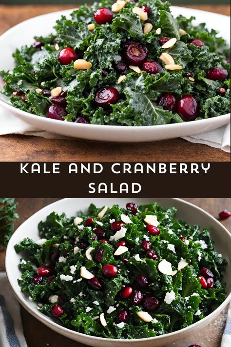 Delight your taste buds with our vibrant Kale and Cranberry Salad! Packed with nutrient-rich kale, sweet dried cranberries, and a zesty balsamic dressing, this salad is a perfect blend of flavors. Quick, easy, and customizable – a delicious addition to your healthy eating repertoire! #myskinnyrecipes #SaladRecipes #HealthyEating #KaleSalad Kale Cranberry Salad, Cranberry Kale Salad, Mozzarella Salad, Cranberry Salad, Balsamic Dressing, Large Salad Bowl, Kale Salad, Dried Cranberries, Sliced Almonds