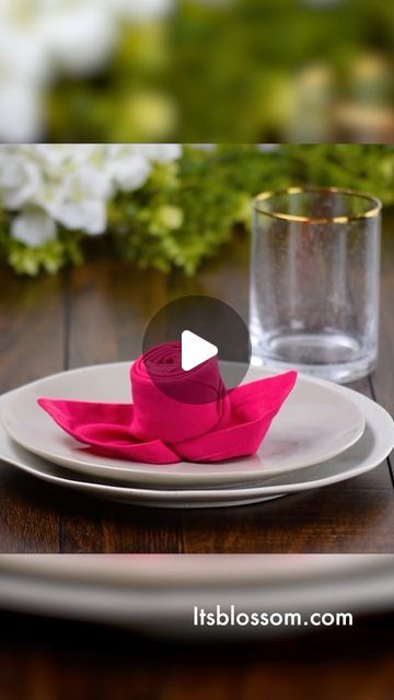 Blossom on Instagram: "Transform your table setting with a touch of elegance with this rose napkin fold🌹✨" Napkin Folding Rose, Rose Napkin Fold, Napkin Rose, Balloon Bouquet Diy, Party Food Buffet, Napkin Folding, February 8, Diy Centerpieces, Diy Bouquet