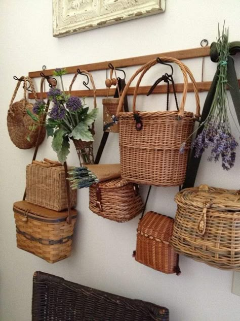 Decorate With Baskets, Longaberger Baskets, Basket Case, French Antique, Basket Decoration, Cottage Decor, 인테리어 디자인, Country Decor, Wicker Baskets