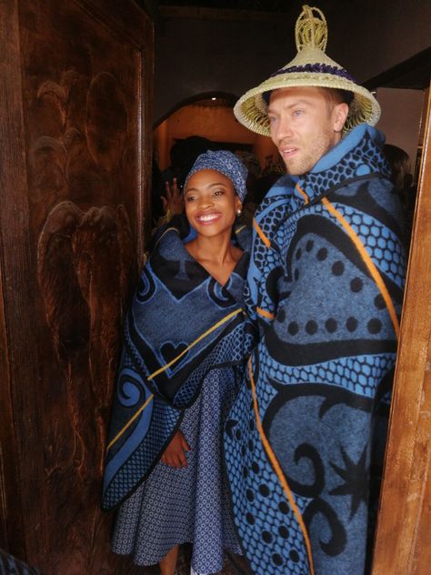 South African Traditional Wear, Sotho Culture, Sotho Traditional Attire, W Couple, Kingdom Marriage, African Swimwear, African Traditional Wear, Shweshwe Dresses, Africa Style