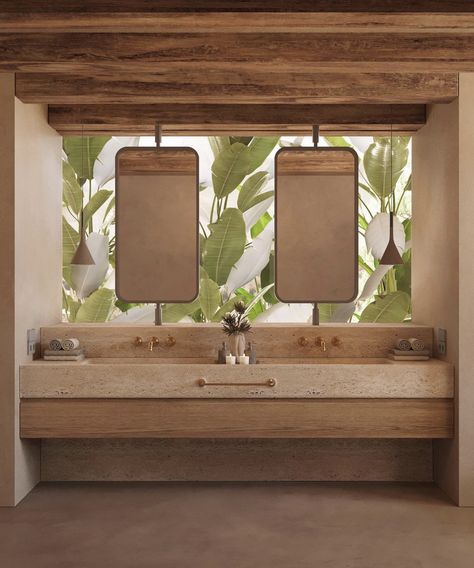 Tropical Toilets, Flood Proof House, Mediterranean Style Bathroom, Jungle Bathroom, Resort Interior Design, Lake Bathroom, Bathroom Design Layout, Bali House, Pool Shower