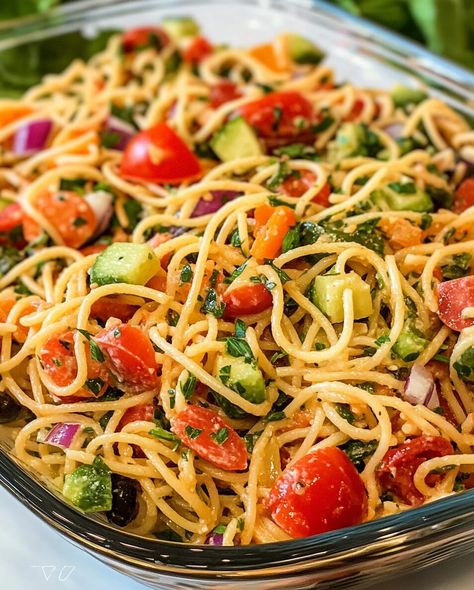 Pasta Salad Spaghetti Noodles, Greek Spaghetti Salad, Vermicelli Pasta Salad, Sweet And Sour Pasta Salad, Spaghetti Pasta Salad Recipes, Cold Spaghetti Salad Recipes, Pasta Salad With Spaghetti Noodles, Spaghetti Salad Recipes, Spaghetti Salad With Italian Dressing