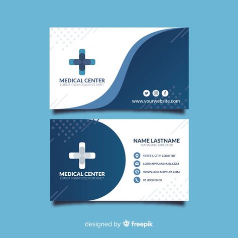 Medical business card template with modern style | Premium Vector #Freepik #vector #logo #business-card #business #abstract Doctor Business Cards, Studio Medico, Medical Business Card, Hospital Logo, Concept Web, Healthcare Business, Business Card Template Psd, Medical Business, Professional Business Card Design