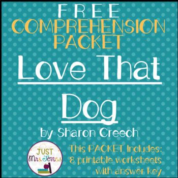 Love That Dog Comprehension Packet If You Give A Dog A Doughnut Activities, Love That Dog Activities, Dogman Book Activities, Love That Dog Novel Study, Can I Be Your Dog Book Activities, Dog Poetry, Dog Training Books, Poetry Lessons, Ela Teacher