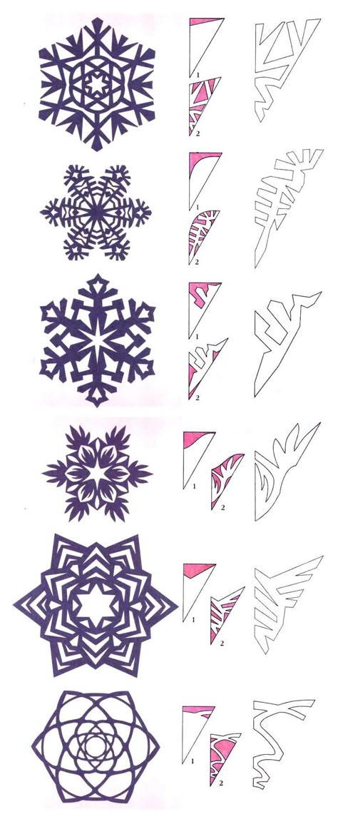 Simple Snowflake Patterns, Diy Paper Snowflakes Pattern, Paper Snowflake Designs, Paper Snowflake Template, Paper Snowflake Patterns, Paper Snowflakes Diy, Winter Diy Crafts, Christmas Decorations Diy Crafts, Snowflake Patterns