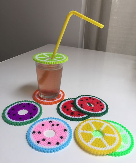 DIY Perler beads drink covers Perler Bead Cup Cover, Small Patterns, Drink Covers, Diy Drinks, Diy Perler Beads, Perler Bead Patterns, Perler Bead, Perler Beads, Beading Patterns