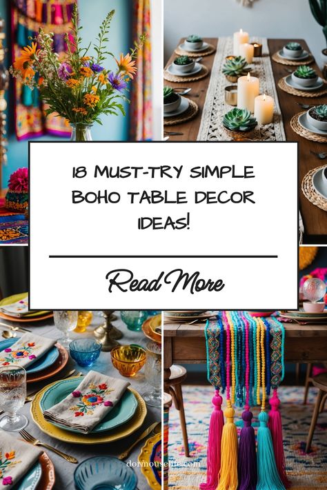 Looking to add a touch of bohemian style to your table decor? Check out these simple and stylish boho-inspired pieces that will elevate your space! From intricate patterns to earthy tones, these ideas will bring a unique flair to your home. Whether you're hosting a dinner party or just want to refresh your dining area, these decor pieces are sure to impress. Embrace the free-spirited vibe of boho design with these eye-catching and easy-to-implement suggestions. Boho Brunch Table Decor, Boho Table Setting Birthday, Boho Table Setting Ideas, Simple Boho Table Decor, Southwestern Table Decor, Boho Table Settings, Boho Table Setting, Boho Table Decor, Cheap Boho