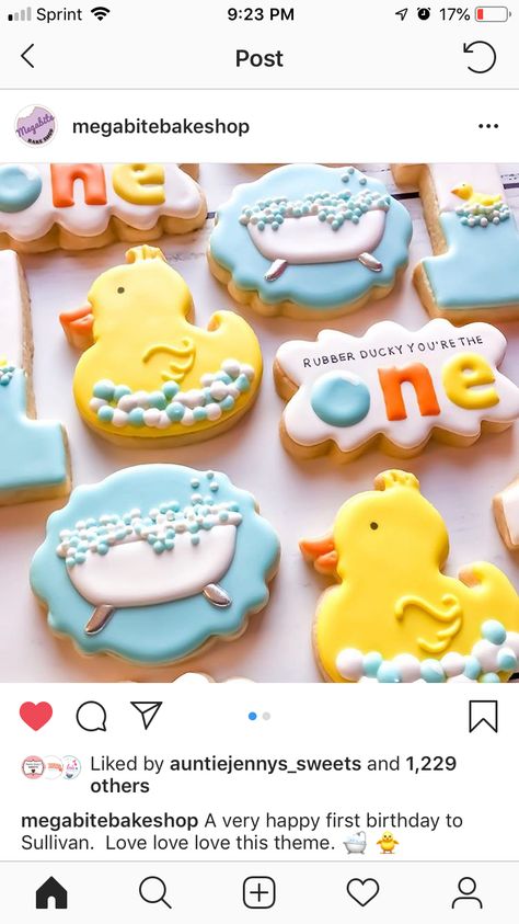 Duckie Birthday Party, Rubber Duck Cookies, Duck Decorated Cookies, Rubber Duck Cookies Decorated, Rubber Duck 1st Birthday Party, Rubber Ducky Cookies, 1st Birthday Rubber Duck Theme, Rubber Duck 1st Birthday Cake, Duck Cookies