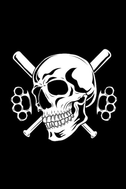 Skull with baseball bat and knuckle vect... | Premium Vector #Freepik #vector #gang #gang-logo #skull-logo #skull Gang Pics, Gang Logo, Skull Decal, Knuckle Duster, Gangsta Style, Gang Gang, Skull Logo, Vector Photo, Just For Laughs Videos