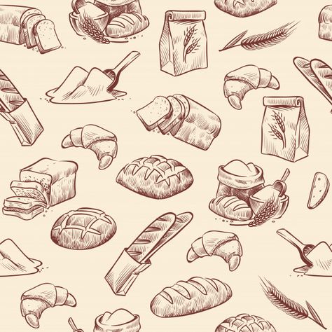 Bread Sketch, Wheat Drawing, Traditional Bakery, Bread Design, Bakery Art, Basket Drawing, Sketching Tips, Bread Art, Food Sketch