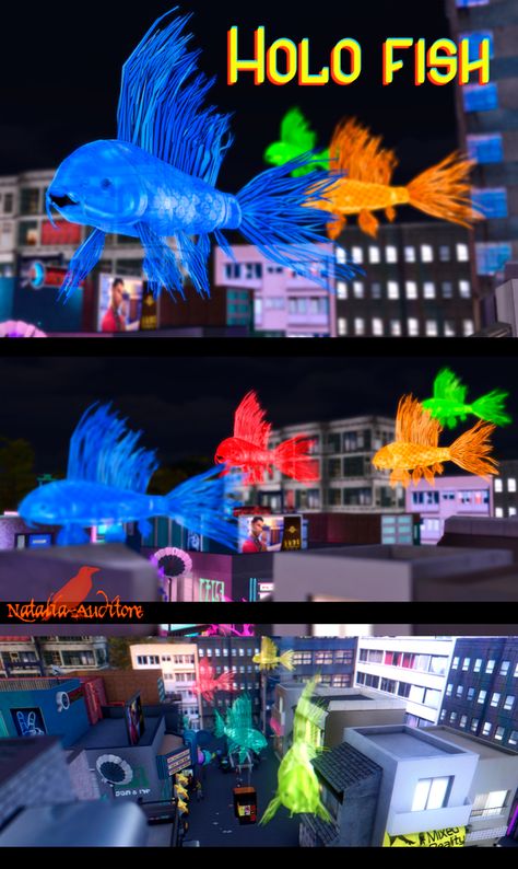 Holo Fish | Natalia-Auditore on Patreon Sims 4 Cyberpunk Build Cc, Sims 4 Cyberpunk, Ts4 Cyberpunk, Eating Fish, Ts2 Cc, Sims 4 Clutter, Animal Crossing Fan Art, The Sims 4 Packs, Sims 4 Body Mods