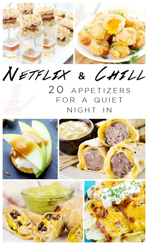 Want to plan the perfect Netflix night? These 20 appetizer ideas are the perfect finger foods to pair with your favorite shows! Can I please call in sick and make all 20 of these quick and easy recipes?! I've got a lot of shows to catch up on! (These are also awesome for football and tailgating parties!) #appetizers #fingerfoods #footballfood Ideas For Movie Night, Girls Night Snacks, Netflix Night, Game Night Snacks, Game Night Food, Movie Night Dinner, Night Dinner Recipes, Movie Night Food, Nacho Bar