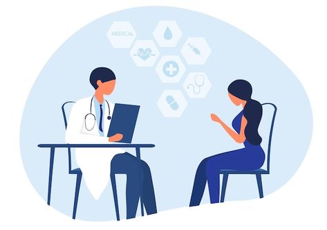 Vector woman patient consulting with doc... | Premium Vector #Freepik #vector Logo Voyage, Doctor Consultation, At Hospital, Premium Vector, Graphic Resources, Vector Illustration, Clip Art, Illustrations, ? Logo